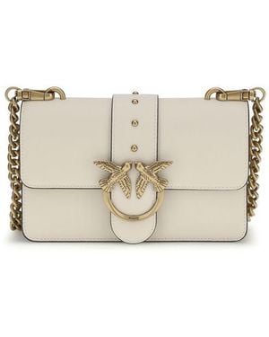 Pinko Calf Leather Bos Taurus Shoulder Bag - Natural
