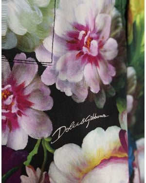 Dolce & Gabbana Multicolor Floral High Waist Wide Leg Pants - Pink