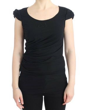 Roberto Cavalli Jersey Top Scoop Neck Short Sleeve - Black