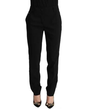 Dolce & Gabbana Stripes Wool Tapered Trousers - Black