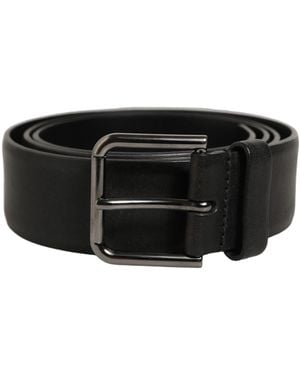 Dolce & Gabbana Black Calf Leather Classic Silver Buckle Belt