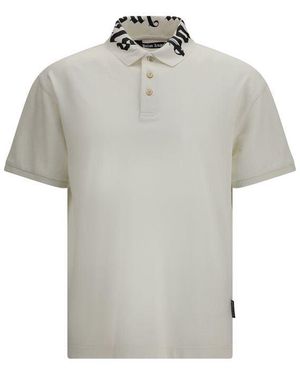 Palm Angels White Cotton Polo Shirt - Grey
