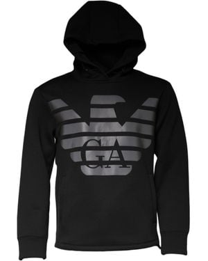 Emporio Armani Black Logo Print Hooded Men Sweatshirt Jumper