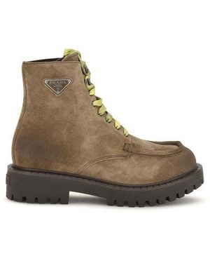Prada Brown Suede Leather Lace