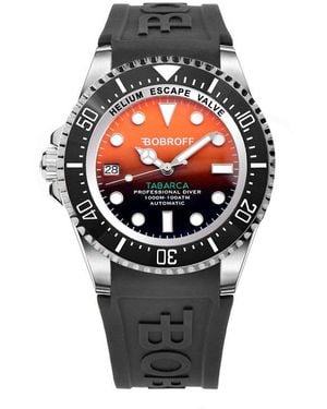 Bobroff Black Rubber Watch - Red