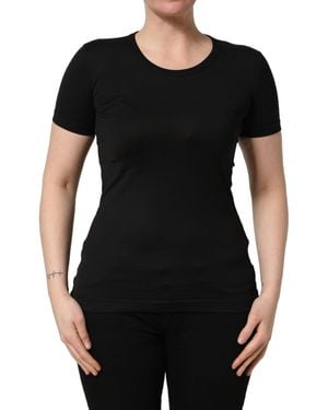 Dolce & Gabbana Black Cotton Round Neck Short Sleeve T