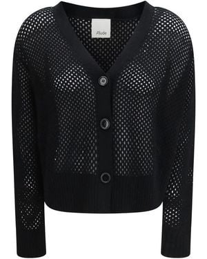 Allude Fleece Wool Cardigan - Black