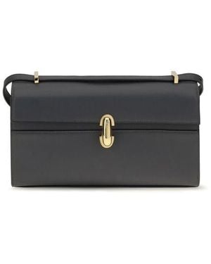 SAVETTE Gray Calf Leather Bos Taurus Shoulder Bag - Black
