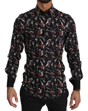 Dolce & Gabbana Musical Instrument Slim Fit Shirt - Black