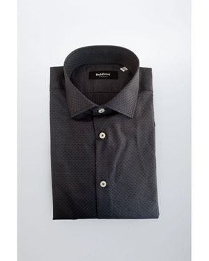 Baldinini Grey Cotton Men Shirt - Black
