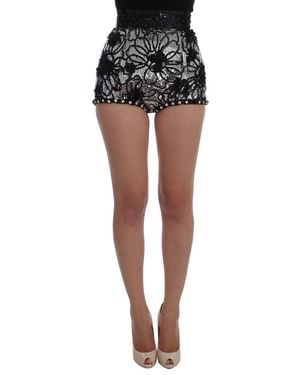 Dolce & Gabbana Crystal Sequined Mini Shorts - Black