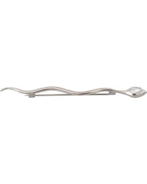Dolce & Gabbana Brass Crystal Spilla Serpente Brooch Pin - Black