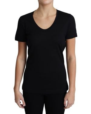 Dolce & Gabbana Elegant Wool Round Neck T-Shirt - Black