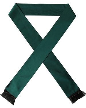 Dolce & Gabbana Men Green Satin Silk Fringed Lace Stole