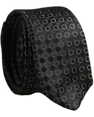 Dolce & Gabbana Men Black Silk Geometric Adjustable Tied Necktie Tie