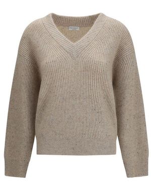 Brunello Cucinelli Beige Cashmere Sweatshirt - Brown
