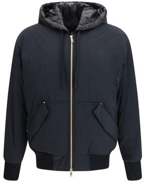 Moose Knuckles Black Nylon Bomber - Blue