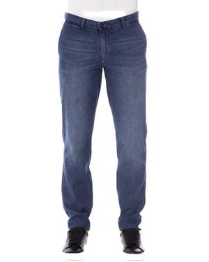 Trussardi Sleek Cotton Denim With Classic Fixings - Blue