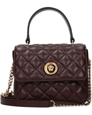 Versace Brown Leather Handbag - Purple