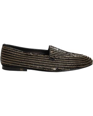 Dolce & Gabbana Black Velvet Gold Crown Mens Loafers Shoes  display picture 1