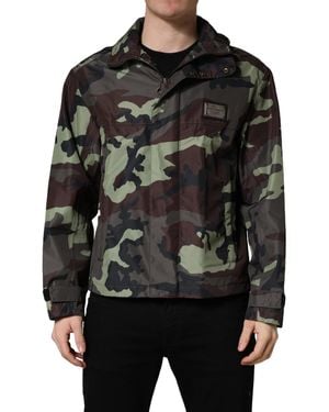 Dolce & Gabbana Camouflage Hooded Bomber Jacket Nylon Polyester Clothing - Black