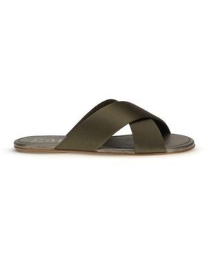 Pedro Garcia Brown Silk Flat Sandals