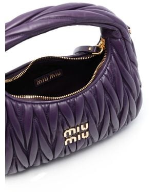 Miu Miu Mini Wander Matelassé Shoulder Bag - Blue
