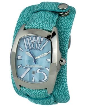 Chronotech Blue Leather Watch - Green