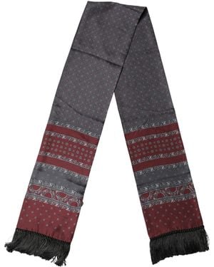 Dolce & Gabbana Patterned Fringe Foulard 141Cm X 15.5Cm Scarf - Grey