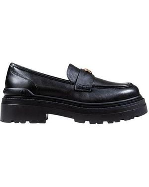 Pinko Black Leather Platform Court Shoes