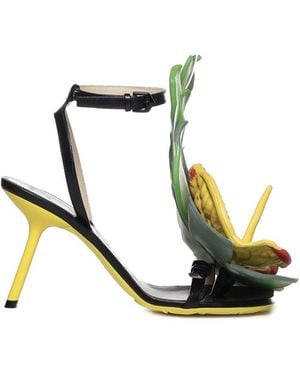 Loewe Petal Monstera Leather Sandals - Green