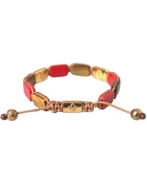 Nialaya Cz Tiger Eye Red Coral 925 Silver Men Bracelet - Pink