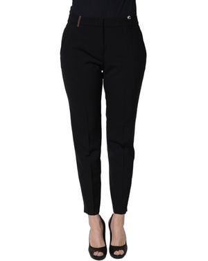 Peserico Black Skinny Mid Waist Chino Trouser Pants