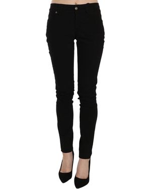 John Galliano Black Mid Waist Slim Fit Skinny Denim Casual Trousers Jeans