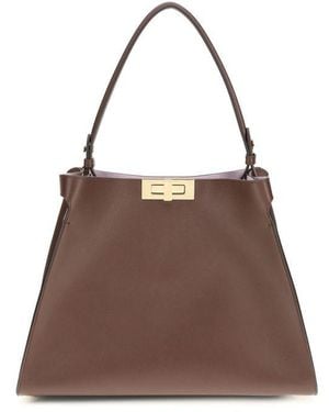 Fendi Brown Calf Leather Bos Taurus Shoulder Bag