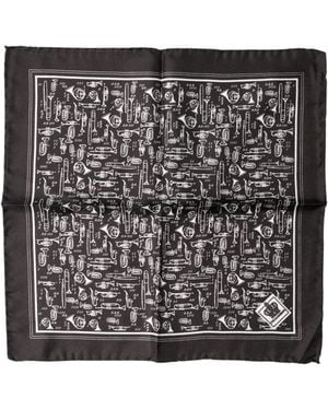 Dolce & Gabbana Brown Jazz Club Square Handkerchief Men 32cm X 31cm Scarf - Black