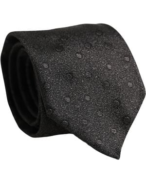 Dolce & Gabbana Men Black Polka Dot Silk Adjustable Tied Necktie Tie