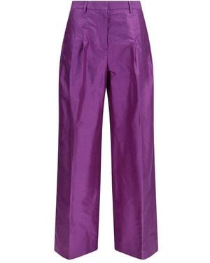Sara Roka Purple Silk Casual Pants