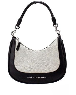Marc Jacobs Natural Black Canvas Leather Hobo Shoulder Handbag Purse