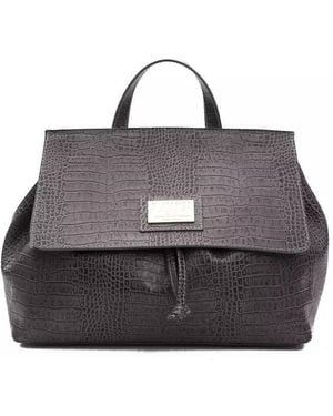Pompei Donatella Logo-plaque Snake Texture Handbag - Black