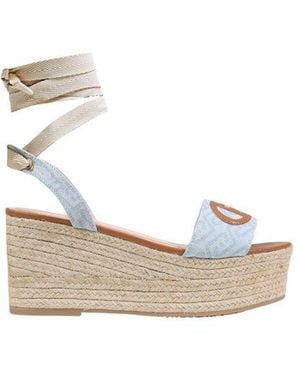 Liu Jo Light Blue Polyester Wedge Sandals - White