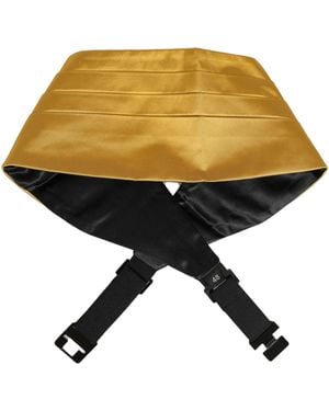 Dolce & Gabbana Gold Men 100% Silk Belt Waist Cummerbund - Black