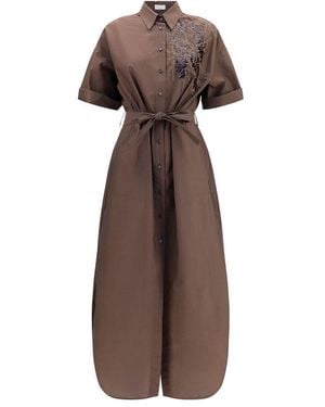 Brunello Cucinelli Brown Cotton Casual Dress