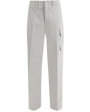 Fendi Silver Cotton Cargo Trousers - Grey