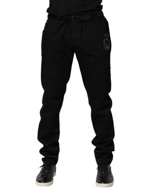 Dolce & Gabbana Sacred Heart Skinny Denim Jeans Cotton Elastane Clothing - Black