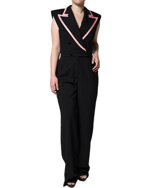 Dolce & Gabbana Wool Blend Sleeveless Jumpsuit Dress - Black