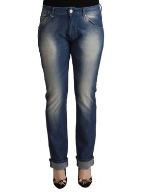 Acht Blue Washed Mid Waist Folded Hem Skinny Jeans