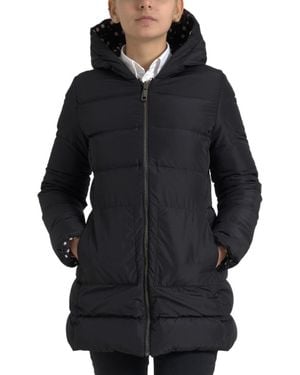 Dolce & Gabbana Fitted Down Jacket With Hood And Polka Dot Print - Black
