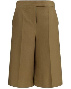 Max Mara Bicolour Linen Bermuda Shorts - Green