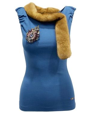 DSquared² Mink Collar Sleeveless Top - Blue